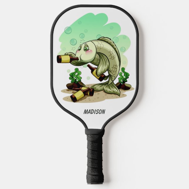 Palas De Pickleball Nombre personalizado gracioso Pescado de bebida (Anverso)