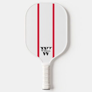Palas De Pickleball Nombre personalizado inicial rojo blanco moderno r