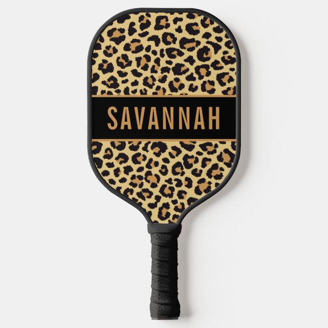 Palas De Pickleball Nombre personalizado Leopardo Patrón de impresión  (Anverso)