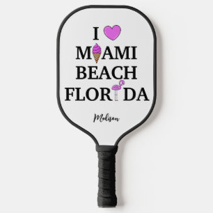 Palas De Pickleball Nombre personalizado lindo Miami Beach