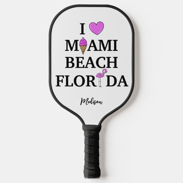 Palas De Pickleball Nombre personalizado lindo Miami Beach (Anverso)