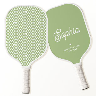 Palas De Pickleball Nombre personalizado lindo Pretty Green Modern Mes