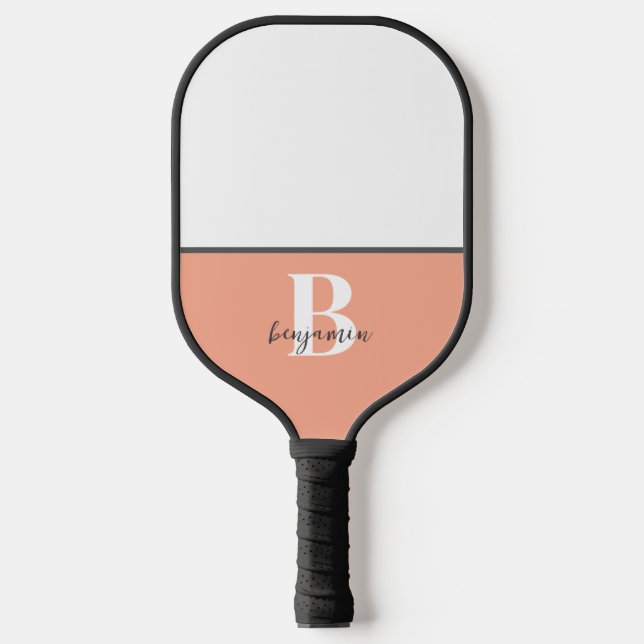 Palas De Pickleball Nombre personalizado Monograma blanco negro remo d (Anverso)