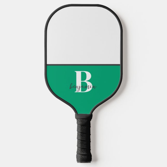 Palas De Pickleball Nombre personalizado Monograma blanco negro remo d (Anverso)