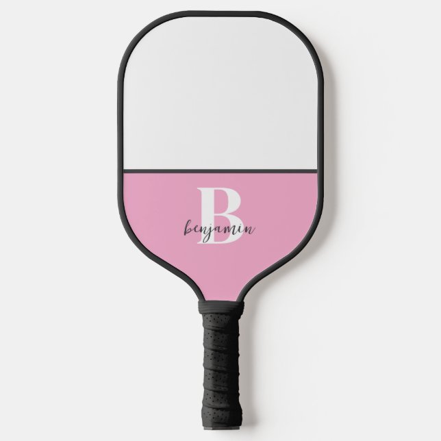 Palas De Pickleball Nombre personalizado Monograma blanco negro remo d (Anverso)