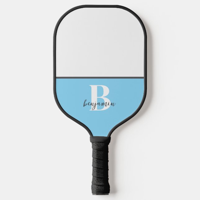 Palas De Pickleball Nombre personalizado Monograma blanco negro remo d (Anverso)