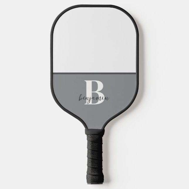 Palas De Pickleball Nombre personalizado Monograma blanco negro remo d (Anverso)