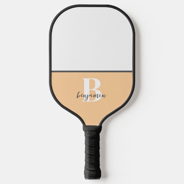 Palas De Pickleball Nombre personalizado Monograma blanco negro remo d (Anverso)