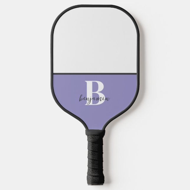 Palas De Pickleball Nombre personalizado Monograma blanco negro remo d (Anverso)