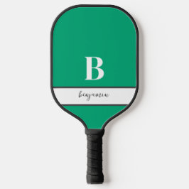 Palas De Pickleball Nombre personalizado Monograma blanco Paddle verde