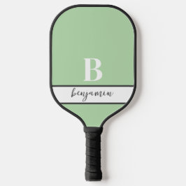 Palas De Pickleball Nombre personalizado Monograma remo verde claro de