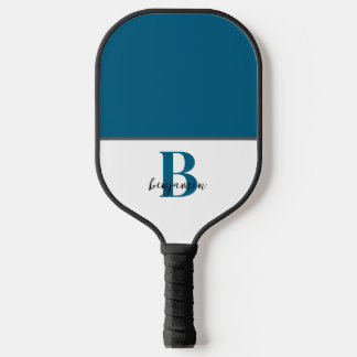 Palas De Pickleball Nombre Personalizado Navy Monograma azul Paddle