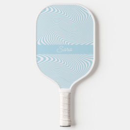 Palas De Pickleball Nombre Personalizado Ola Azul Diseño Mínimo Modern