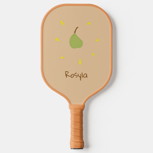 Palas De Pickleball Nombre personalizado pintado de pera en marrón (Anverso)
