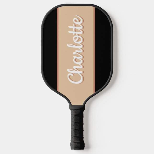 Palas De Pickleball Nombre personalizado retro beige negro (Anverso)