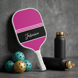 Palas De Pickleball Nombre personalizado rosa caliente negro 