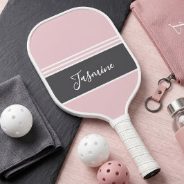 Palas De Pickleball Nombre personalizado rosa suave gris