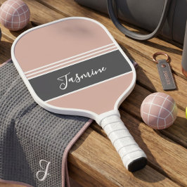 Palas De Pickleball Nombre personalizado suave gris coral