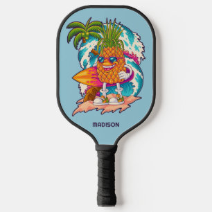 Palas De Pickleball Nombre personalizado Surfing Pineapple