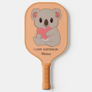 Palas De Pickleball Nombre personalizado, texto y color Amor Koala