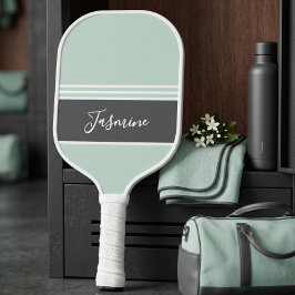 Palas De Pickleball Nombre personalizado verde menta gris