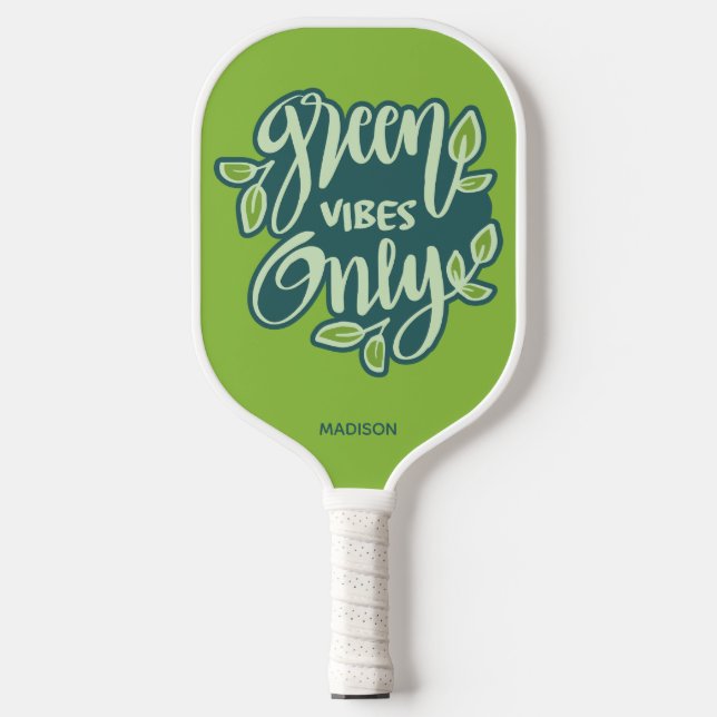 Palas De Pickleball Nombre personalizado Vibes verdes (Anverso)
