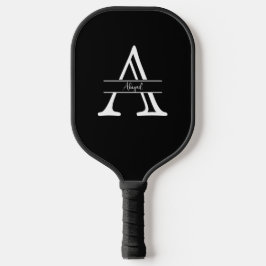 Palas De Pickleball Nombre personalizado y negro inicial