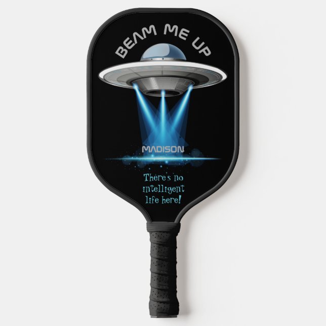 Palas De Pickleball Nombre personalizado y texto de la nave espacial O (Anverso)