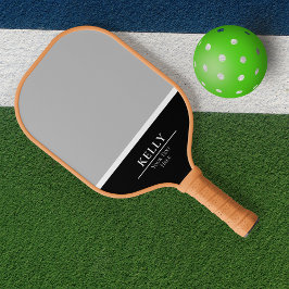 Palas De Pickleball Nombre profesional del monograma negro y blanco