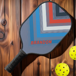 Palas De Pickleball Nombre Retro con Fade de Chevron a Rayas Oscuras V