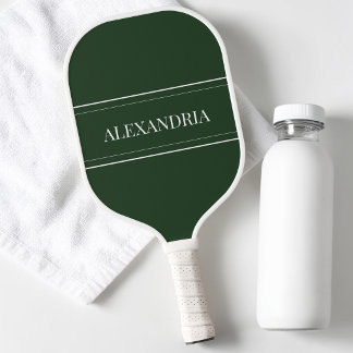 Palas De Pickleball Nombre simple elegante minimalista verde y blanco