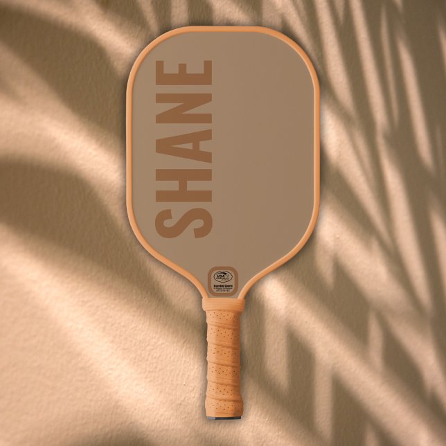 Palas De Pickleball Nombre simple monogramado clásico TAN | (Subido por el creador)