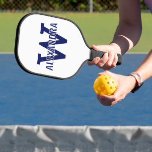 Palas De Pickleball Nombre sobre monograma simple de inicial única y n