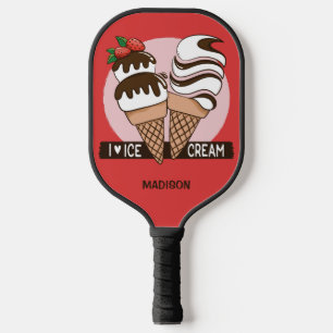 Palas De Pickleball Nombre y color personalizados de Ice Cream Lover