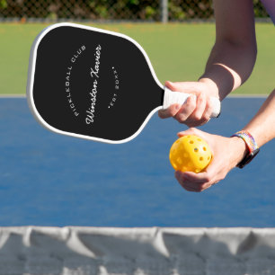 Palas De Pickleball Nombre y diseño de club blanco negro personalizado