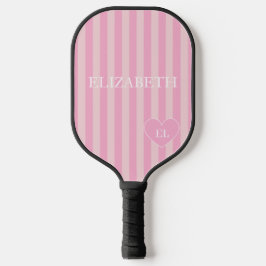 Palas De Pickleball Nombre y inicial de franja rosa femenina 