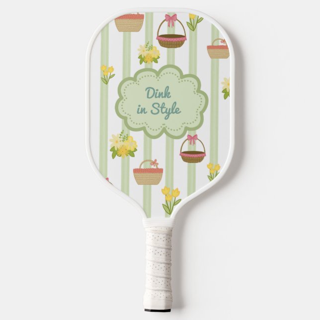 Palas De Pickleball Nombre y lema personalizado de las cestas florales (Reverso )