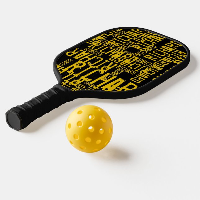 Palas De Pickleball Nombres amarillos sobre negro (Distribución 2)