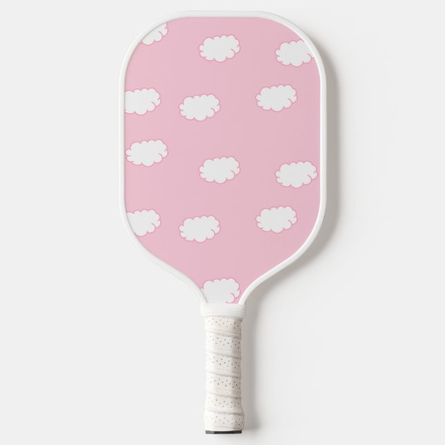 Palas De Pickleball Nubes blancas en rosa (Anverso)