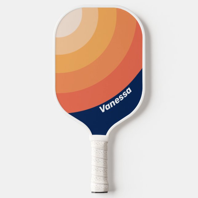 Palas De Pickleball Ocean Sun Fall Circle Stripe with Name (Anverso)
