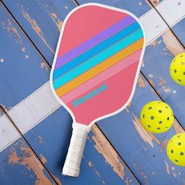 Palas De Pickleball Ochenteros Amanecer Neón con Rayas y Nombre