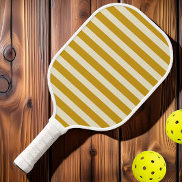 Palas De Pickleball Ochre dorado a rayas de polo de mediados de siglo