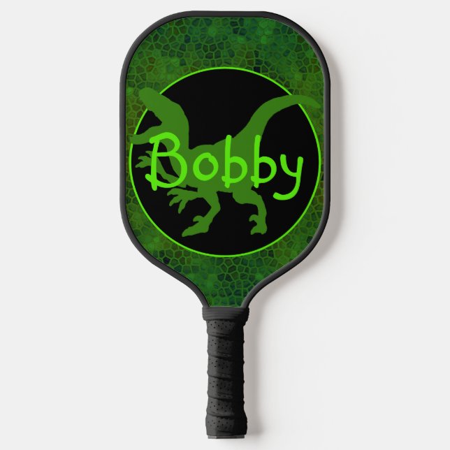 Palas De Pickleball Ocultar dinosaurio verde personalizado (Anverso)