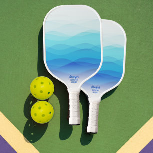 Palas De Pickleball Olas Azules Abstractas Personalizadas