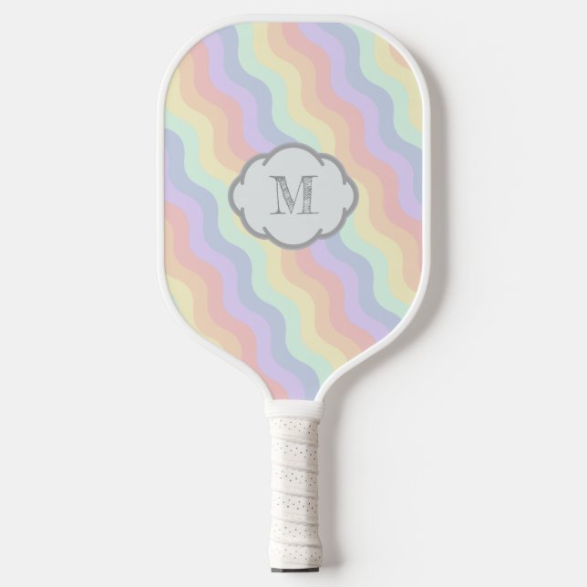 Palas De Pickleball Olas de Arcoíris Pastel (Anverso)