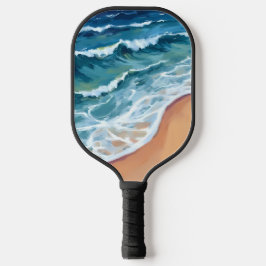Palas De Pickleball Olas de Océano Azul Acuarela