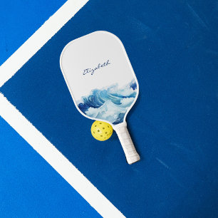 Palas De Pickleball Olas del océano nombre azul escritura