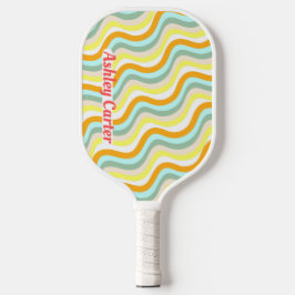 Palas De Pickleball Olas Retro Nombre Vertical en Rojo 80s
