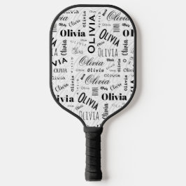 Palas De Pickleball Olivia Nombre Personalizado Negro Blanco