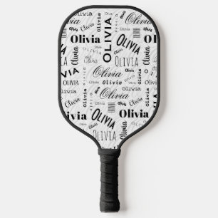 Palas De Pickleball Olivia Nombre Personalizado Negro Blanco 